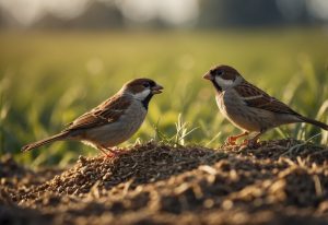 a pair of house sparrow